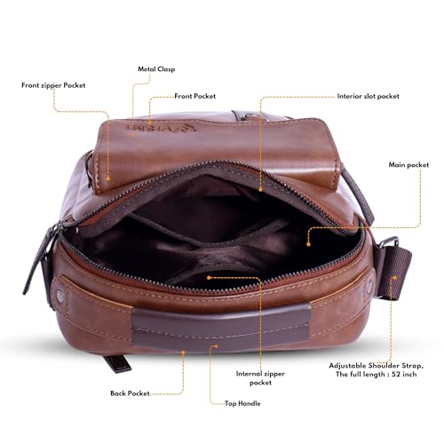 Image of VISMIINTREND Leather Sling Bag for Men Travel | Side Shoulder Messenger Bag for Man | Fits 10 inch ipad | Corporate Gifts for Men | Birthday Gift for Husband /Father | Premium