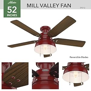 Hunter Fan Company Hunter 59312 52" Mill Valley Ceiling Fan with Light, Large, Barn Red Hunter Fan Company Hunter 59312 52 Mill Valley Ceiling Fan with Light Large Barn Red