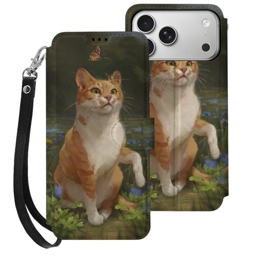 iphone 17用 ケース 猫柄 手帳型 と互換性のある カード収納 いphone17用 カバー 手帳型 Puレザー 横置きスタンド機能 折りたたみ スマホケース スタンド付き アイフォン 17用 ケース 内蔵マグネット 開閉式 財布型 軽量 薄型 耐衝