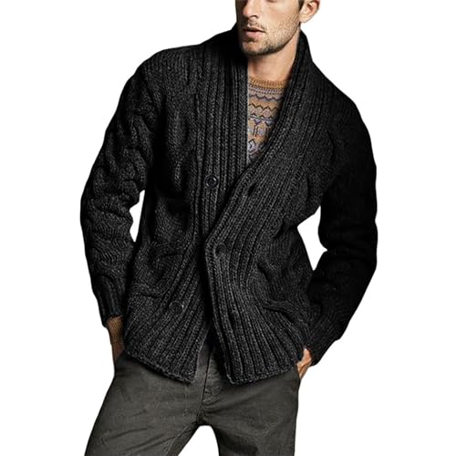 Cardigan décontracté pour hommes pull col châle boutonné et poches - 2