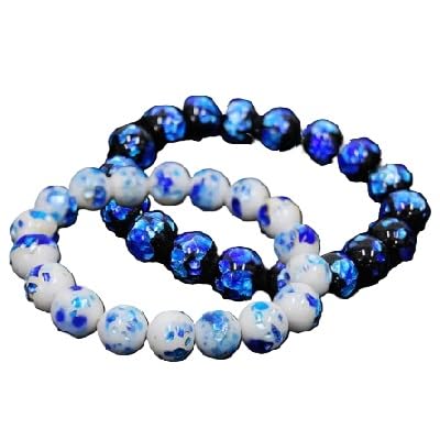 (2点セット)沖縄伝統工芸!琉球とんぼ石/ホタルガラス 数珠ブレスレット