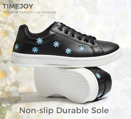 Women's Classic Fashion Sneakers Cute Retro Tennis Shoes Floral Embroidery Lace-Up & Anti-Slip Sole for Casual Comfort3
