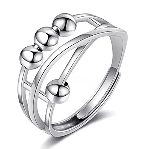 yeeplant Teen Chic Dekorativer Schmuck: Party Hand drehbare Perlen einfacher Finger trendiger Ring Kupfer Frauen Spinner Dekoration, Einheitsgröße, Kupfer, Kein Edelstein