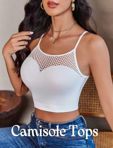 Image of Avidlove Sexy Tops for Women Fishnet Crop Tops Y2k Bralette Hollow Out Camisole Going Out Lingeries Top