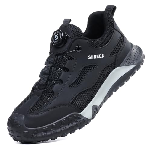 Breathable Mesh Upper Work Safety Shoes, Button-down Laces Labour Insurance Footwear, Impact-Resistant and Puncture-Proof Steel 