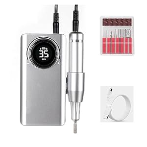35000 RPM Rechargeable Portable Nail Drill Machine Electric Nail File Manicure Drill Set Profession Nail Art Equipment with Saves More Time and Money. ( Color : Sliver , Size : A )