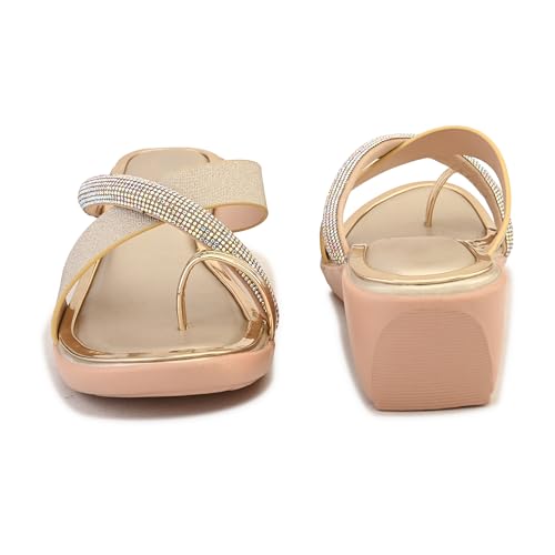Image of Centrino Women's Wedge Heel Sandals | Stylish Slip-On Sandals for Ladies | Soft Cushioned Footbed for Comfort | Elegant & Trendy Design | Lightweight and Durable Fashion Footwear (9410)