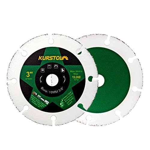 3" Cut Off Wheel for Wood Laminate Plastic - 2pcs 75mm Wood Cutting Disc Arbor 3/8"(10mm) Tungsten Carbide Cutting Blade for Rubber Plastic