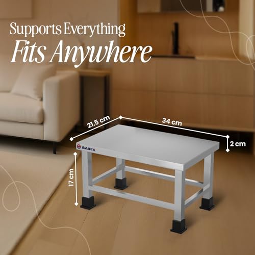 Image of MILAD SAIFIX Stainless Steel Stool for Home, Kitchen, Office, Furniture (34 L x 20 W x 22 H CM's, New)