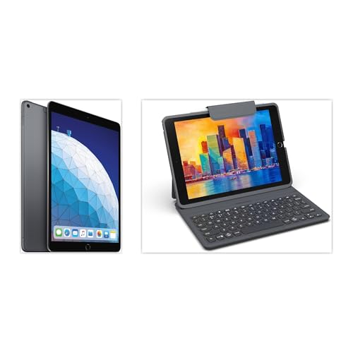 ZAGG Apple Bundle - iPad 7th Gen 10.2' (2019) Wi-Fi 32GB Space Gray with Pro Keys Keyboard Case (Detachable, Backlit) Bundle (Renewed)