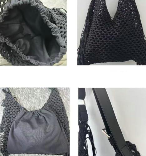 Set 2 en 1 Bolso de hombro tejido para mujer miniatura 4