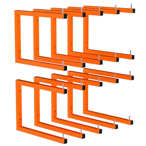 Asxevn 10 Pack Lumber Storage Rack | Wall-Mounted Wood Storage | 10-Tier Heavy-Duty Lumber Rack | 2200 lb Capacity Garage Metal Wood Organizer | Indoor/Outdoor Use (10 Pack-10 Level)