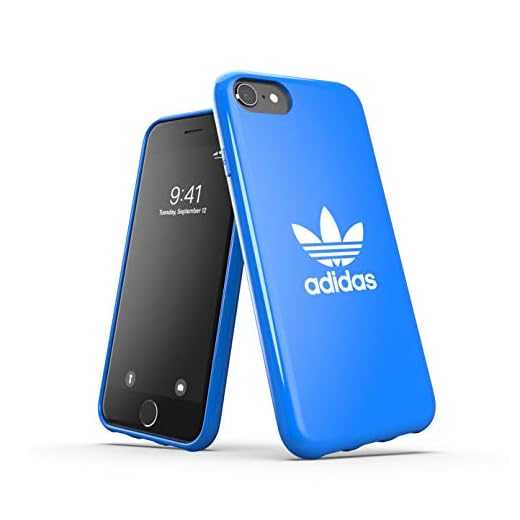 adidas Mobiltelefonskal utvecklat för iPhone 6/6s/7/8/iPhone SE2 skal, falltestade fodral, stöttåliga upphöjda kanter, original Snap Case skyddsfodral, blå