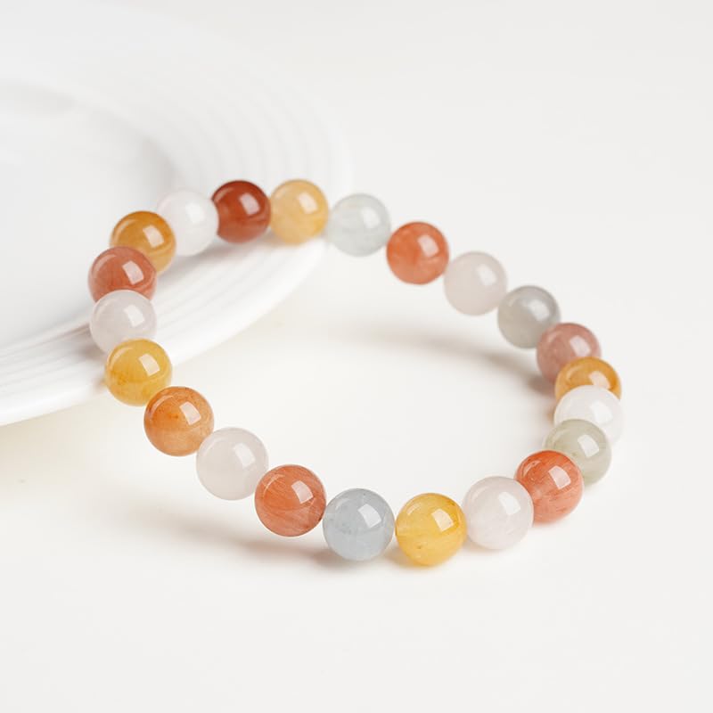 NIBHZ Bracciale da Donna con Perline di Cristallo Multicolore Naturale | Bracciale in pietra naturale da donna, bracciale con perle di pietre preziose per donna o uomo