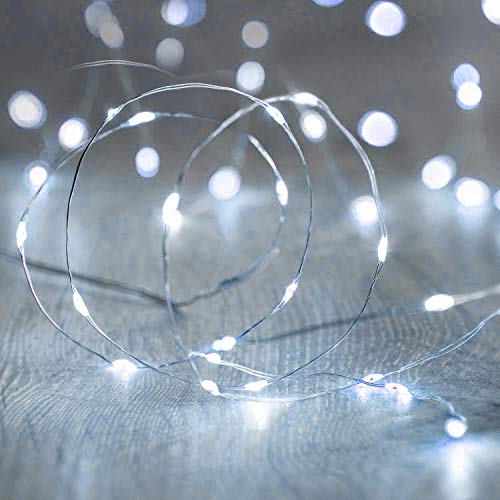 Preisvergleich Produktbild AcquistoWeb LED-Lichterkette, Lichterkette, batteriebetrieben, unsichtbar, Mikroled und Silberdraht, für Weihnachtsbaum, Weihnachtskrippe, Weihnachtsdekoration
