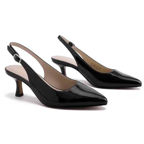 Image of Ankis Women's Slingback Kitten Heels Closed Pointed Toe 2.5in Dress Pumps