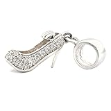 Cute Women Crystal High Heel Shoe Pendant 925 Sterling Silver Charm Jewelry Gift