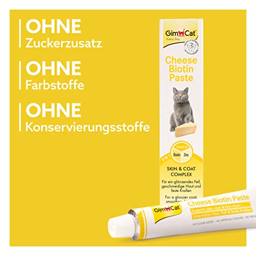 GimCat Cheese Biotin Paste - Mit aromatischem Käse, Zink und Leinöl für Fell, Haut und Krallen - 1 Tube (1 x 50 g)
