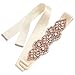 Yanstar Rose Gold Rhinestone Crystal Pearl Beads Wedding Bridal Belt Sash with Cream Ivory Ribbon Sash for Gown Dress