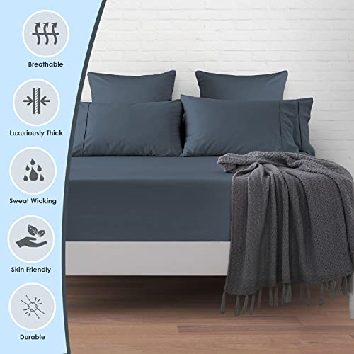 Pizuna Luxurious Cotton King Size Fitted Sheet Dark Blue - Image 2