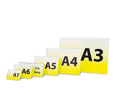 10 Stück Hansen Werbeaufsteller / Tischaufsteller / L-Aufsteller / L-Ständer aus Acryl / Acrylglas, für Format: DIN A4 Querformat Cover