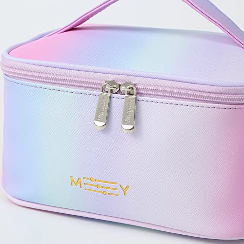 Gradient Makeup Bag Small Cosmetic Bags For Ladies Zipper Pouch Makeup Organizer Waterproof Cute Pink Purple Blue Green(Rainbow Pink) #TOP6