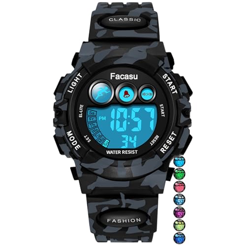 Image of Kids Watch Digital for Boys-Waterproof Kids Sports Watch with Light, Alarm&Snooze,Stopwatch Military Design Silicone Band Gift for Birthdays,Christmas Outdoor Activities(8+ Years)