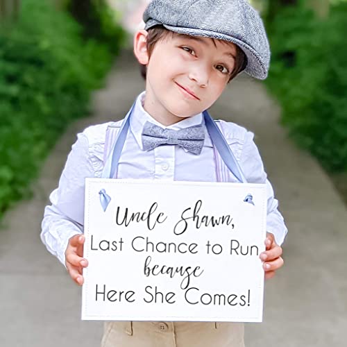 Wedding Ring Bearer Sign - Uncle Last Chance To Run Sign {Personalized With Custom Groom's Name} Handcrafted Accessory For Flower Girl Or Ring Bearer | Niece Or Nephew Of Bride And Groom #TOP7
