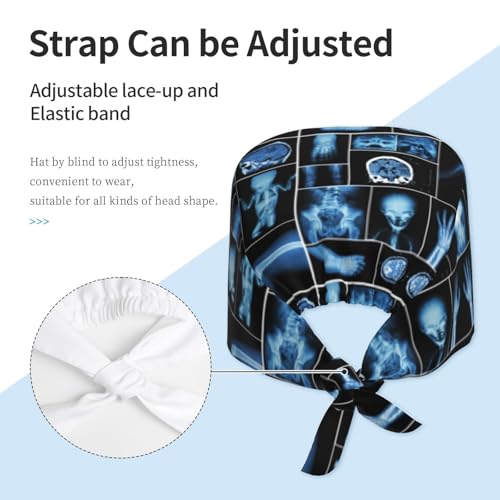 Image of Adjustable Working Cap Breathable Unisex Women Men Elastic Bandage Tie Back Hats Scrub Nursing Doctor Surgeon Cap