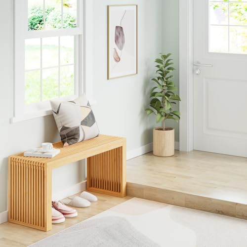 image for APRTAT Bamboo Dining Bench Indoor Long Entryway Shoe Rack Benchs,Outdo