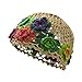 Colaxi Flower Crochet Beanie Lightweight Elegant Cutout Floral Hat for Summer Beach, Khaki