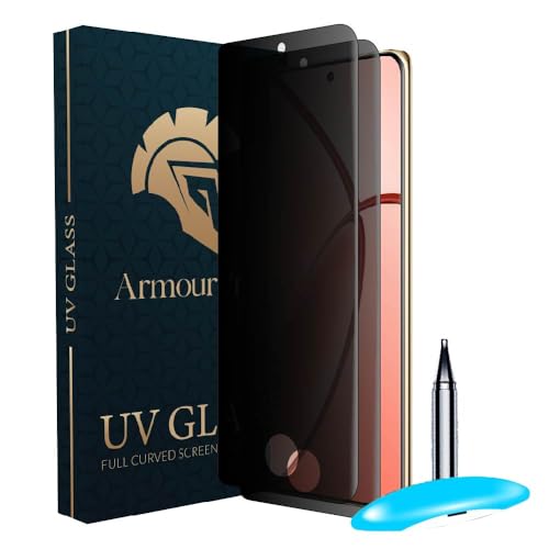 Image of ArmourPro UV Privacy Tempered Glass Compatible for Realme P1 Pro (6.7 Inch, Pack of 2) Edge to Edge Full SCreen Coverage & Installation Kit | Anti-Spy /Anti-Peeping 9H Hardness