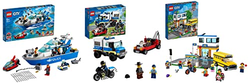 Image of LEGO City Police Patrol Boat 60277 Building Kit (276 Pieces) City School Day 60329 Building Kit (433 Pieces)+60276 City Police Prisoner Transport Tow Truck Toy - (Set of 3 Toys)