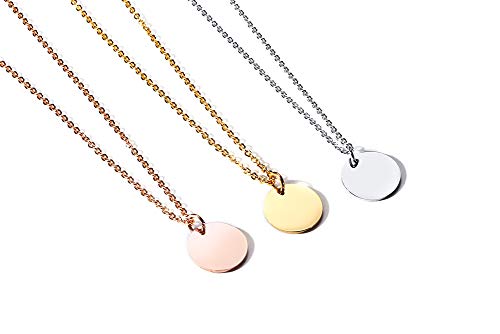 VNOX Custom Engraved Stainless Steel Circle Round Tag Disc Pendant Necklace,Inspirational Bridesmaid Friendship Gift for Her4