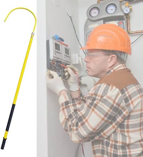 Insulated Rescue Hook with Rubber Grip - Portable Safety Rescue Pole for High Electrocution Emergency - Fire Electrician Use (3, 5, 6, 10 Ft)