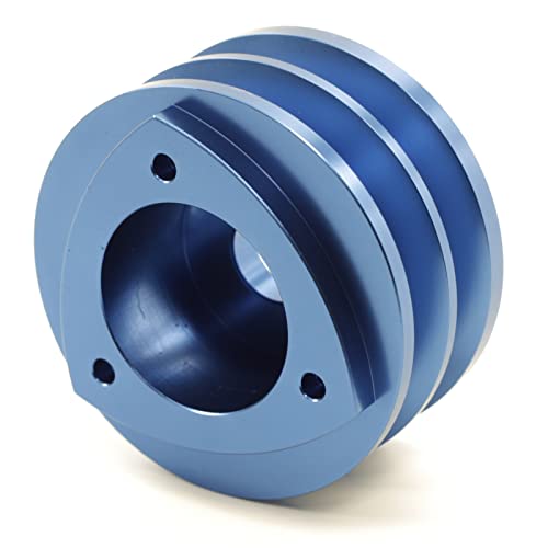 Aluminum Rotor Logo - Dual Sheave Alternator Pulley - Anodized Blue