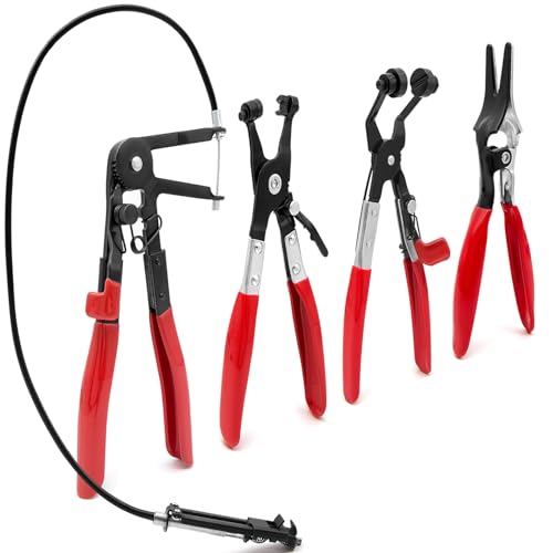 Luriseminger Lot de 4 Pince Collier Durite de Voiture, Pinces pour Colliers de Serrage Pince à Collier de Serrage pour Automobiles pour le Démontage et...