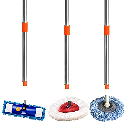 Noonebutyou 4-Section Spin Mop Pole Replacements Handle, 56.7" Extended Handle Compatible With Triangle Spin Mop Base, Easywring Mop Refills For Floor Cleaning- Orange #TOP5