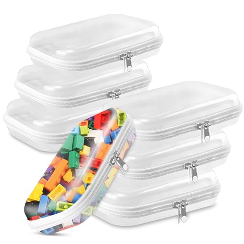 Image of 6PCS Hard Clear Zipper Case - Professional-Grade Plastic Clear Zipper Pencil Case, Double Zippered Toy Storage Organizer Bags, Toiletry Pouch, Travel Organizer, Cosmetic Bag