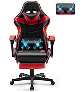 Soontrans Silla Gaming con Masajeador, Silla Gamer con Reposapiés Reposacabeza, Ergonómica, Cojín...