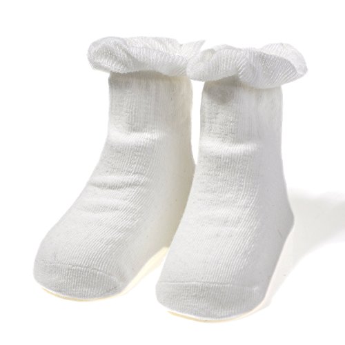 EPEIUS Baby-Girls Non Slip Ruffle Frilly Ankle Socks Pointelle (Pack of 3/6)3
