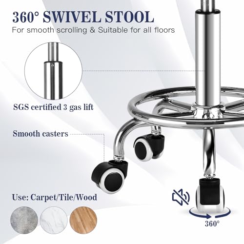 Banqueta quadrada para salão de beleza – capacidade de peso de 136 kg, banco giratório ajustável com