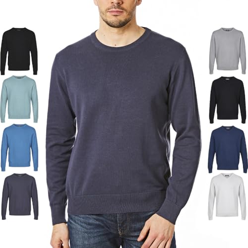 Castle Point CSPKNT003 Men's Cotton Jumper Pullover Sweater, Crew Neck, Navy, L