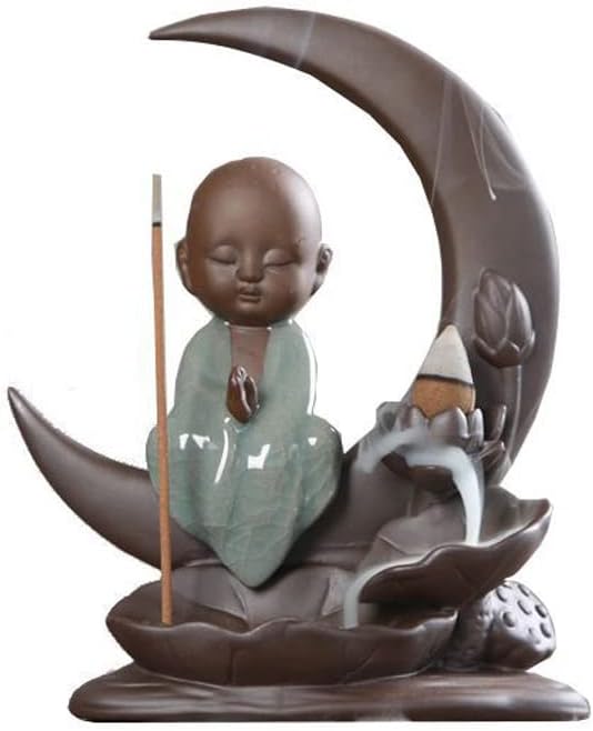 GRFIT Incense Burner Buddha Incense Burner Handmade Ceramic Incense Holder Backflow Incense Censer Home Office Yoga Tea House Decor Waterfall Incense Stick Holder Backflow Incense Holders