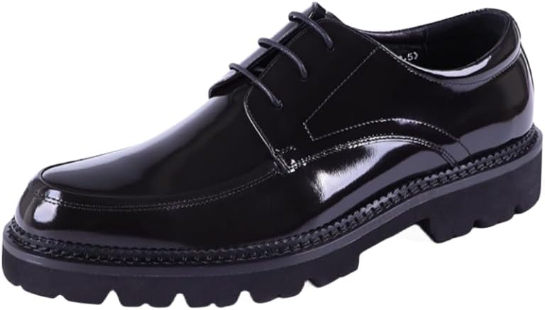 [WOUFO] メンズ靴 レザー ビジネスシューズ 紐 トレンド ビンテージメダリオン Uチップ 厚底トラッドシューズ 本革 ウイン