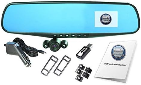 HD Mirror Cam Official As Seen on TV Dash Cam 350, Motion Detection, 2.5 LCD, 720P HD, Dashboard Camera Video Recorder with Micro SD Card, Loop Recording, Night-Mode (16 GB)