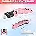 WORKPRO Folding Utility Knife, Quick Change Box Cutter, Pink Razor Knife for Cartons, Cardboard, Boxes, 10 Extra Blades Included - Pink Ribbon