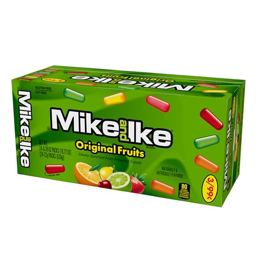 Image of Mike and Ike Original Fruits Candy, 0.78 Ounce, Pack of 24 | 18.72 Ounce Total, Vending Machine Candy