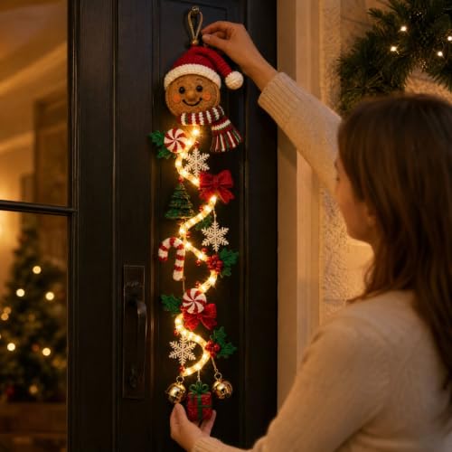 Christmas Hanging Decorations with Light Crochet Santa LED Hanging Ornament - image 4