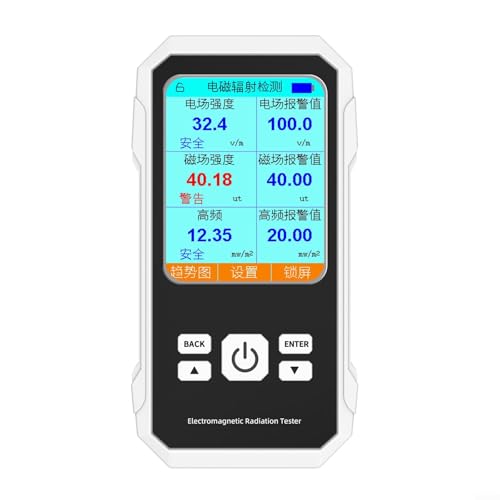 Portátil 3 en 1 Dispositivo de prueba de radiación de campo eléctrico y magnético con alertas visuales (blanco)